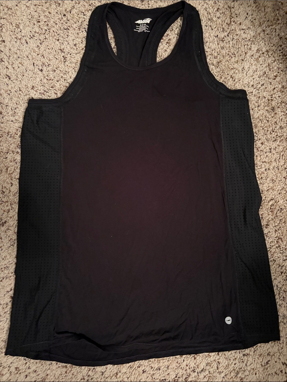 Avia Black Racerback Mesh-Panel Athletic Tank